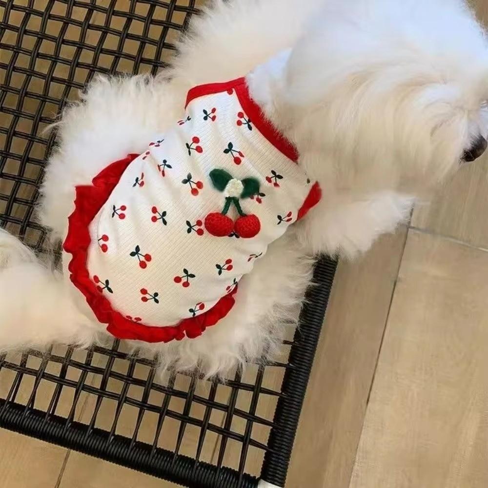 Breathable Cherry Dog Vest Soft Pet Dresses New Dog Clothes  Pet Supplies
