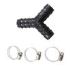 Y Shaped Drainage Connector Black Plastic Extension Tube For Washing Machine 20mm Diameter Leak Proof Durable Pipe Fitting