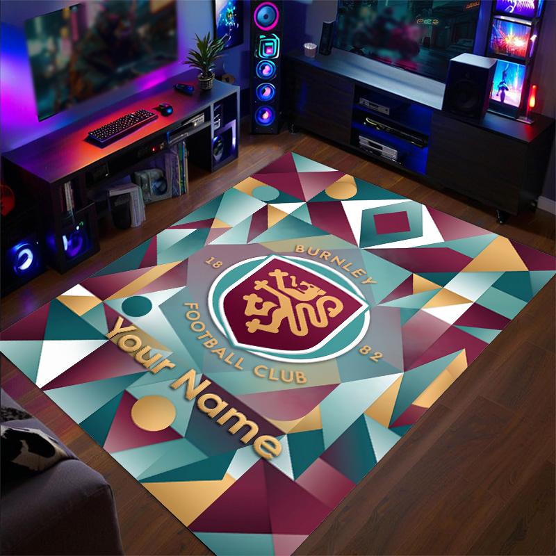 Crystal Velvet Rug Burnley Football Print Custom Name Text Floor Mat Home Decor