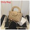 French Minimalist Chain Strap Small Square Purse With Lock Closure For Daily Use