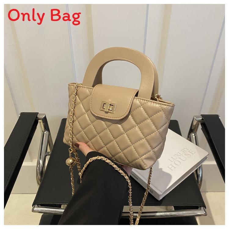 French Minimalist Chain Strap Small Square Purse With Lock Closure For Daily Use