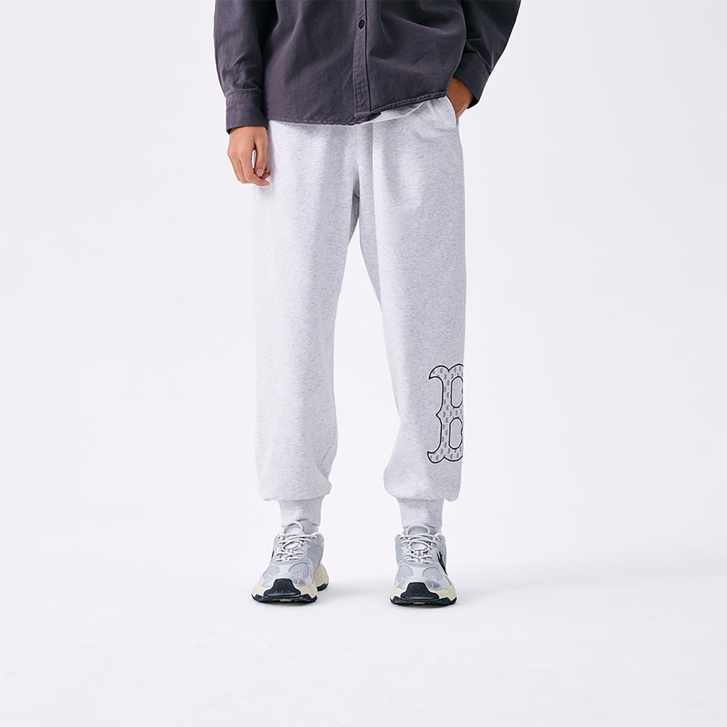 New MLB MONOGRAM Collection Boston Red Sox SS25 Knitted Sports Pants Unisex Light Heather Gray 3APTM0151-43MGL