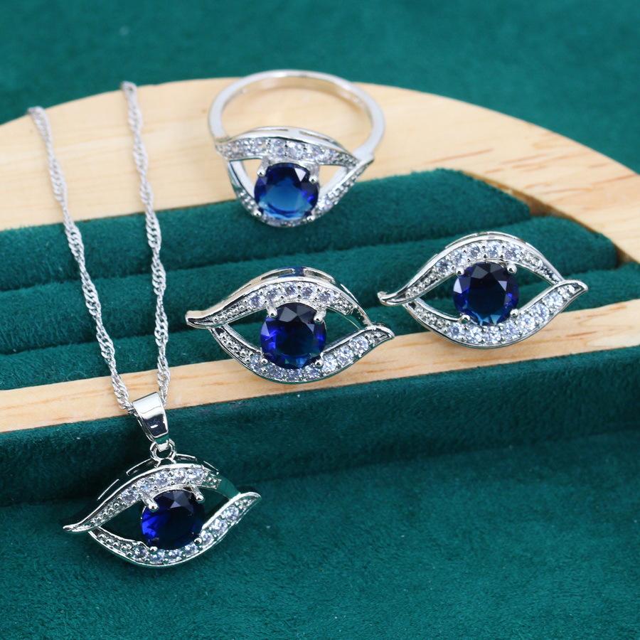 Luxe European and N Style Jewelry Set with Zircon Inlay Earrings Rings Bracelets and Necklaces