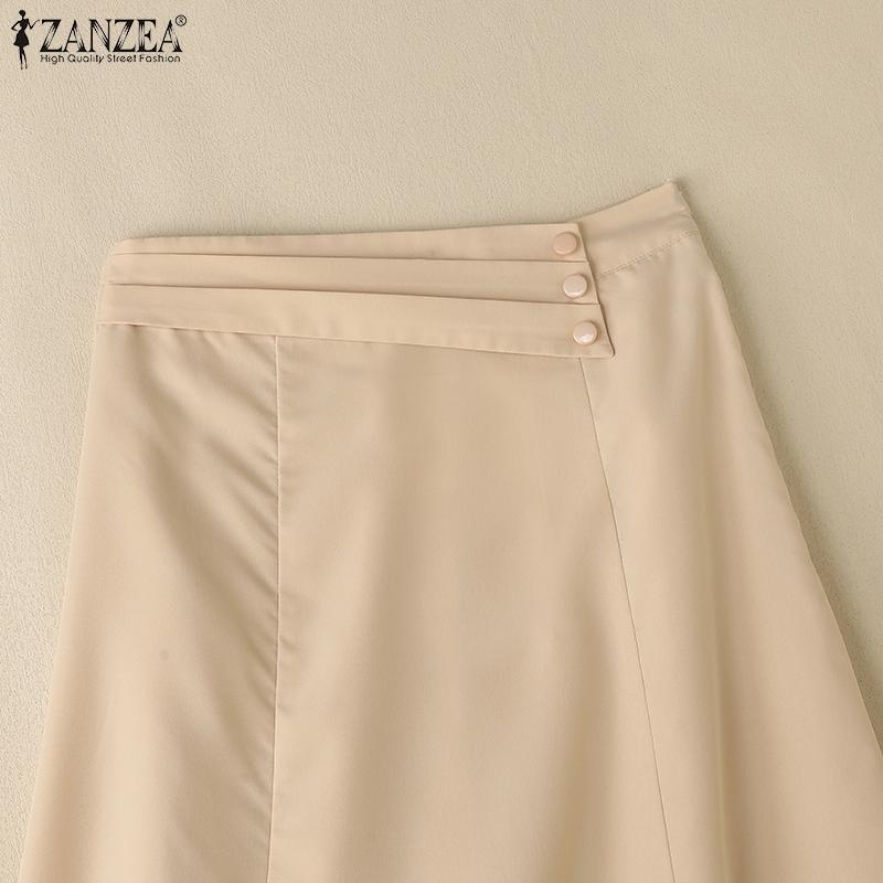 ZANZEA Women Casual Side Zipper Summer A-Line Skirts