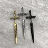 Vintage Punk Black Sword Stud Earrings for Women Men Gothic Hip Hop Metal Cross Geometric Piercing Earrings Y2K Jewelry