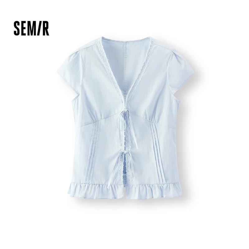 

Женская хлопковая рубашка Semir с коротким рукавом, V-образным вырезом и бантом XXL