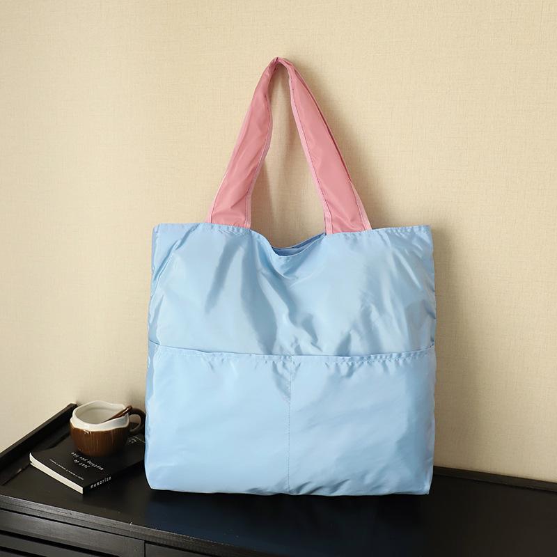 Japanese-Style Foldable Cloud Bag: Portable, Large-Capacity, Waterproof Shoulder & Handheld Grocery Bag with Zipper.