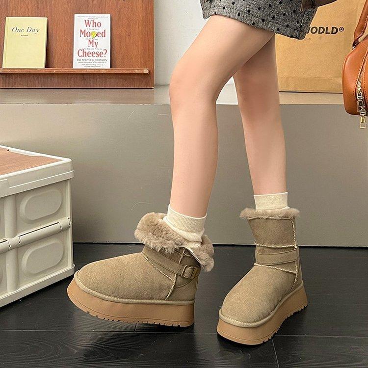 Real Hair Thick-soled Two-wearing Snow Boots for Women In the Winter of 2025, New Piled and Thickened Warm Sangpo Fur Integrated Boots