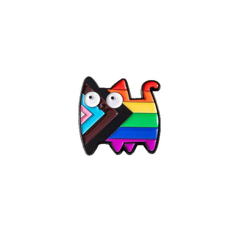 Rainbow Cute Cat Cartoon Animal Metal Brooch Colored Cat Drip Alloy Badge Clothing Backpack Accessories