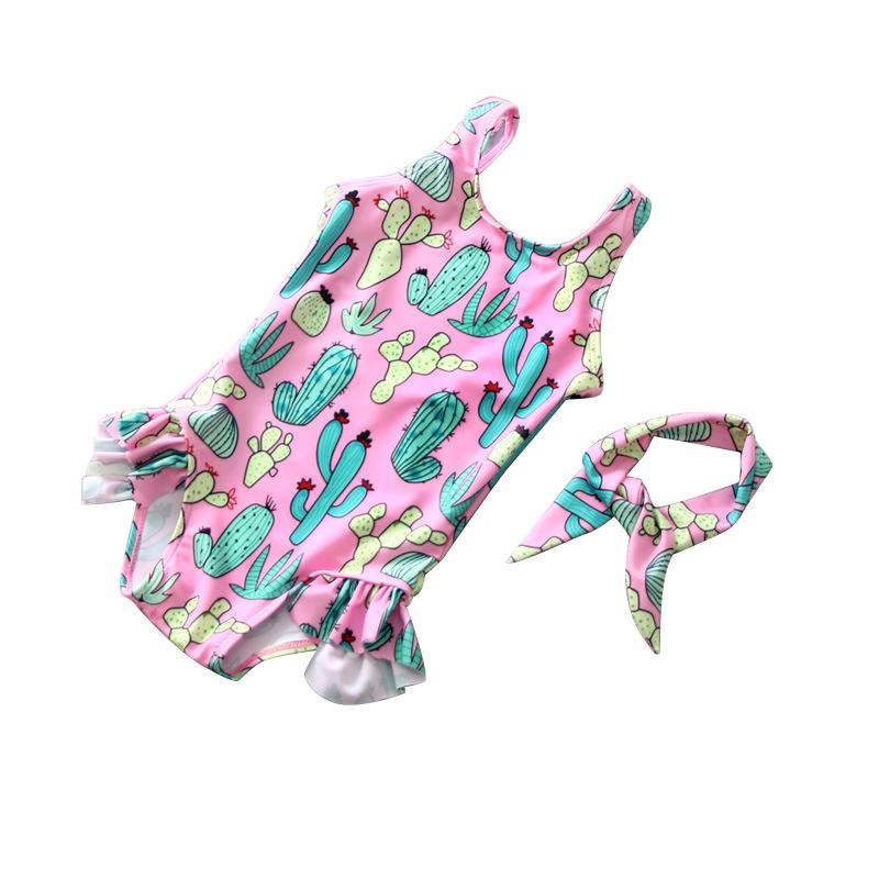 Infant Girls' Long-Sleeve Sun Protection Swimsuit (Ages 0-8)