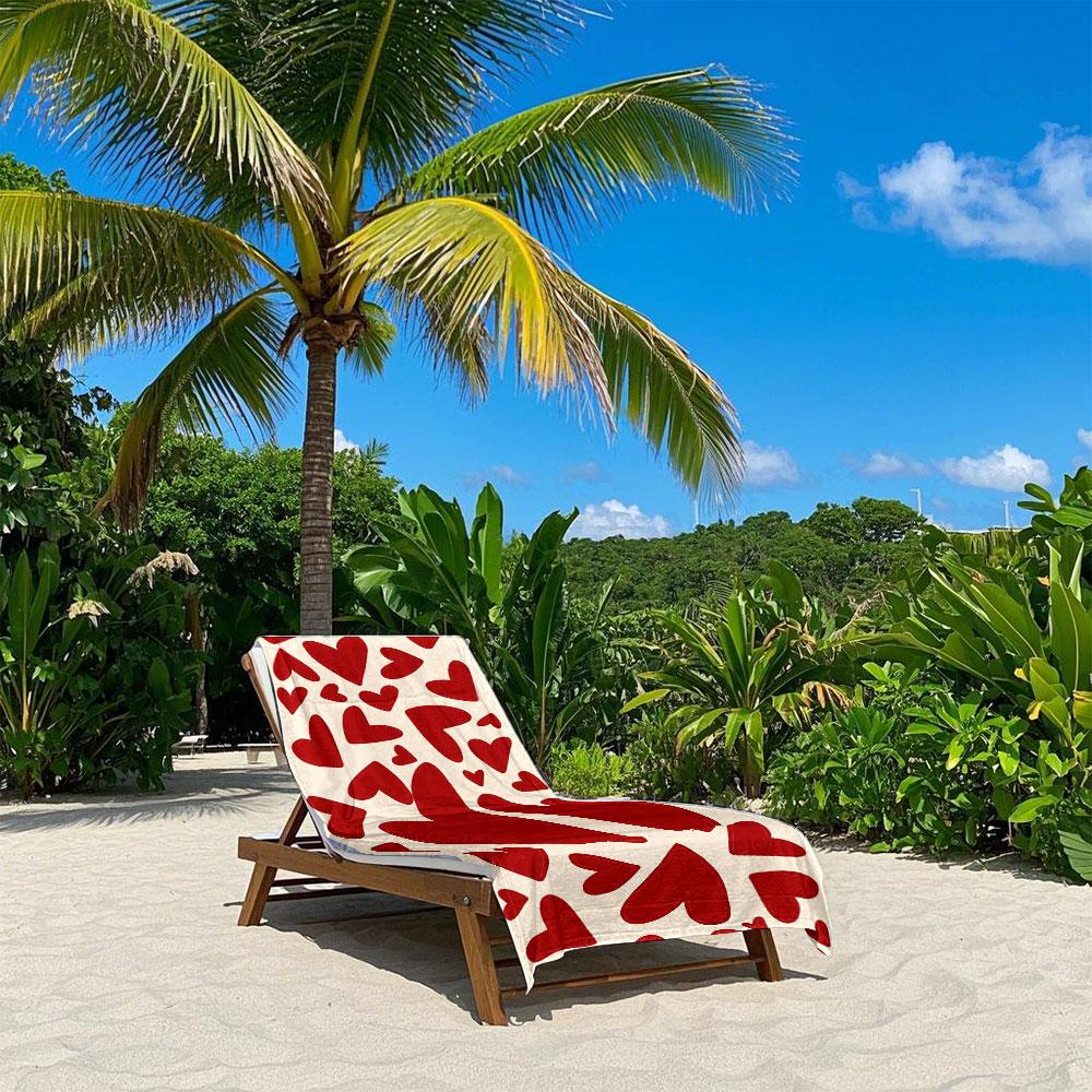 Romantic Cream Red Heart Quick Drying Bath Towel Microfiber beach towel light weight swimming camping yoga beach out