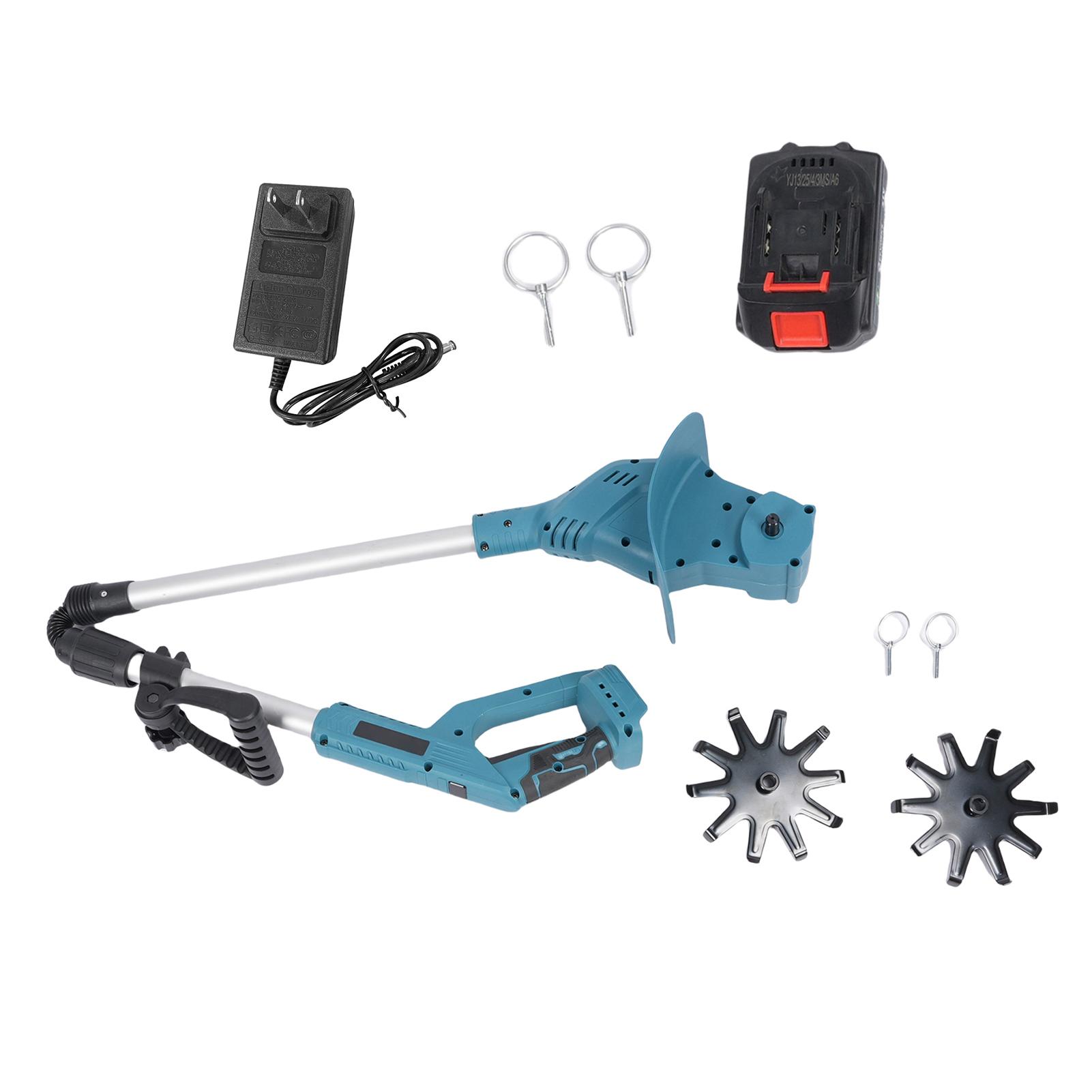 21V Elektrische Cultivator Accu Frees 330RPM  . 2 STUKS Stalen Tanden met 1 Oplaadbare Batterij 1300mAh voor GazonCelsiusTuinierenCelsiusBodem Cultivati