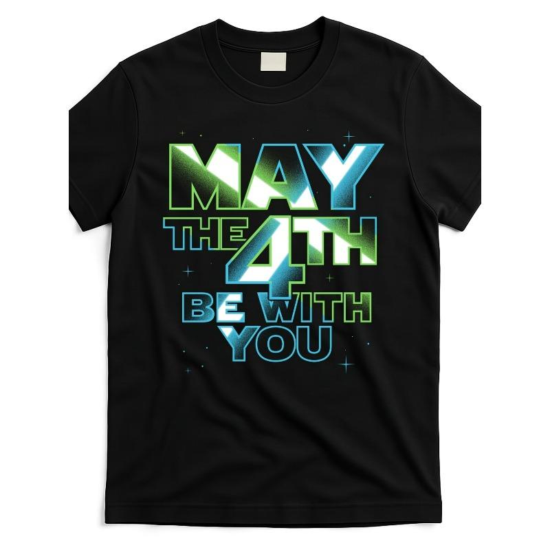 

European sizes Humorous May The 4Th Be with You Graphic Tee in a Trendy Street Style, Perfect for Men 4XL чорний