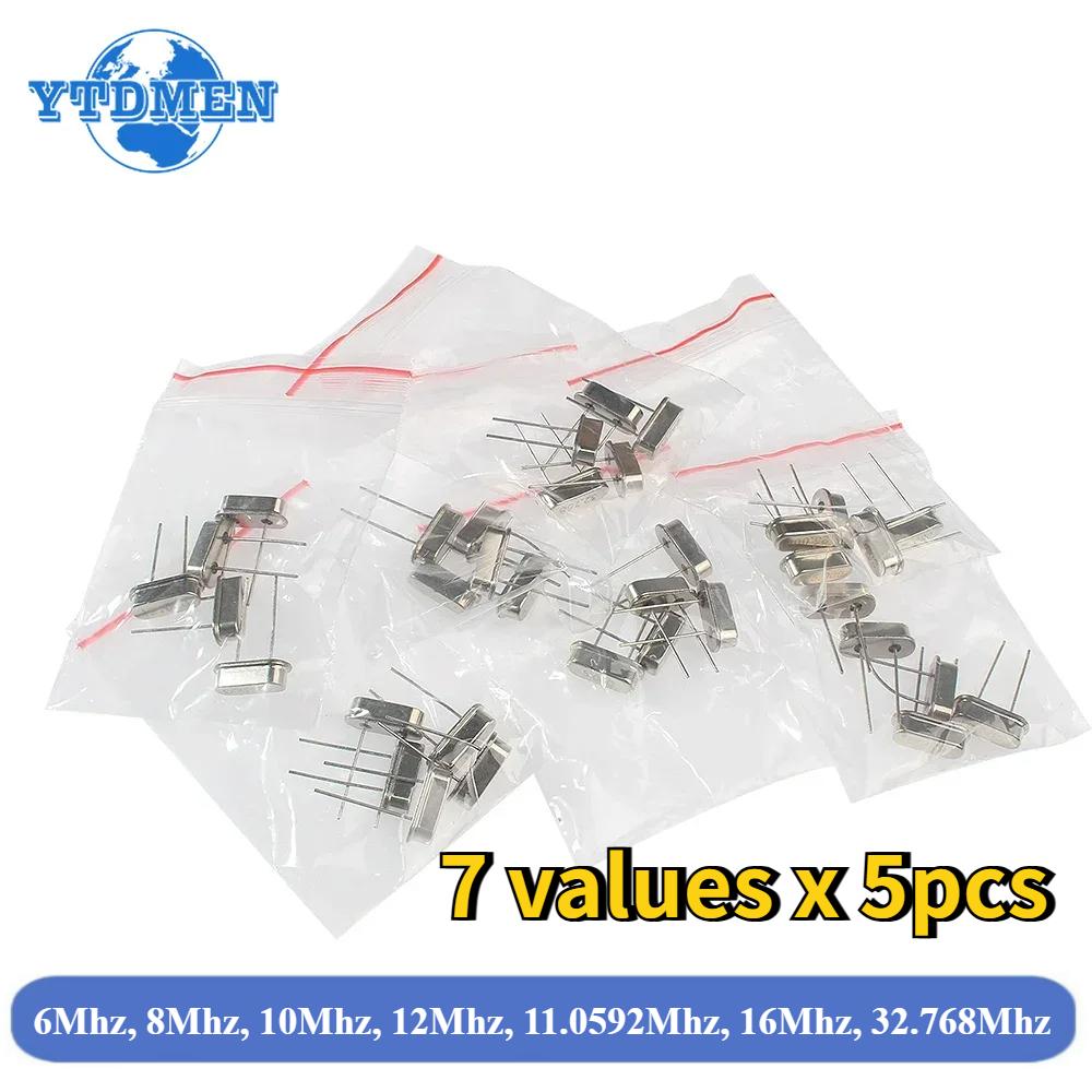 

35pcs Hc-49s Crystal Oscillator Kit 7 Kinds Resonator Ceramic Quartz Resonator 6Mhz 8Mhz 10Mhz 12Mhz 11.0592Mhz 16Mhz 32.768Mhz білий