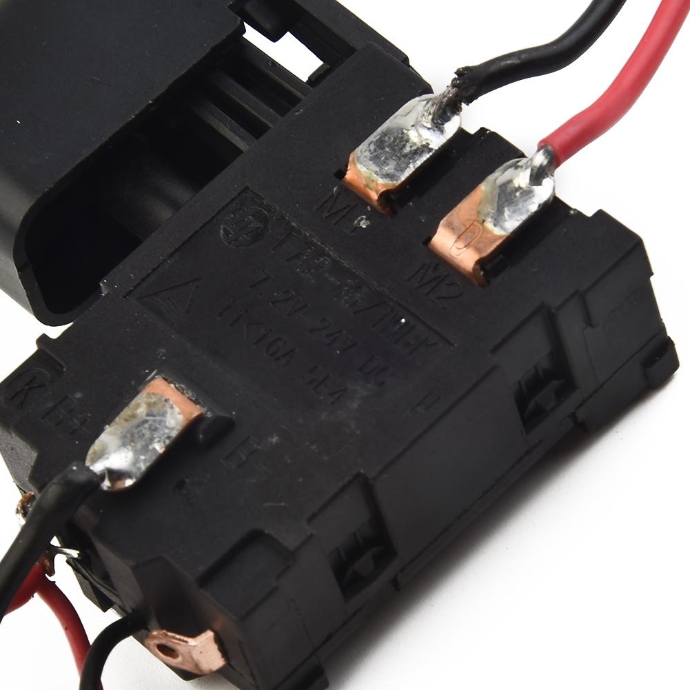 1pc Trigger Switch Electric Cordless 16A 7.2V-24V Push Button With Small Light