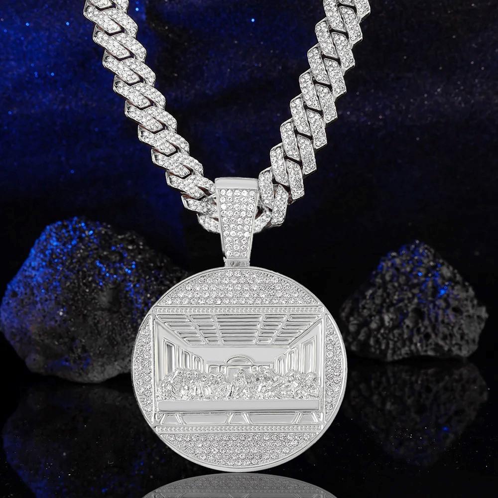 Neue Anhänger 'Das letzte Abendmahl' Kubanische Gliederkette mit 14mm Iced Out Kette Mode Hip Hop Herren Charm Anhänger Tennis Halsketten Schmuck