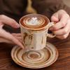 Ceramic Coffee Cup And Saucer Set Creative Afternoon Tea Latte Cup Coarse Pottery Mug