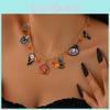 Halloween Ghost Pendant Collar Necklace With Pumpkin Pendant Decor For Women And Men