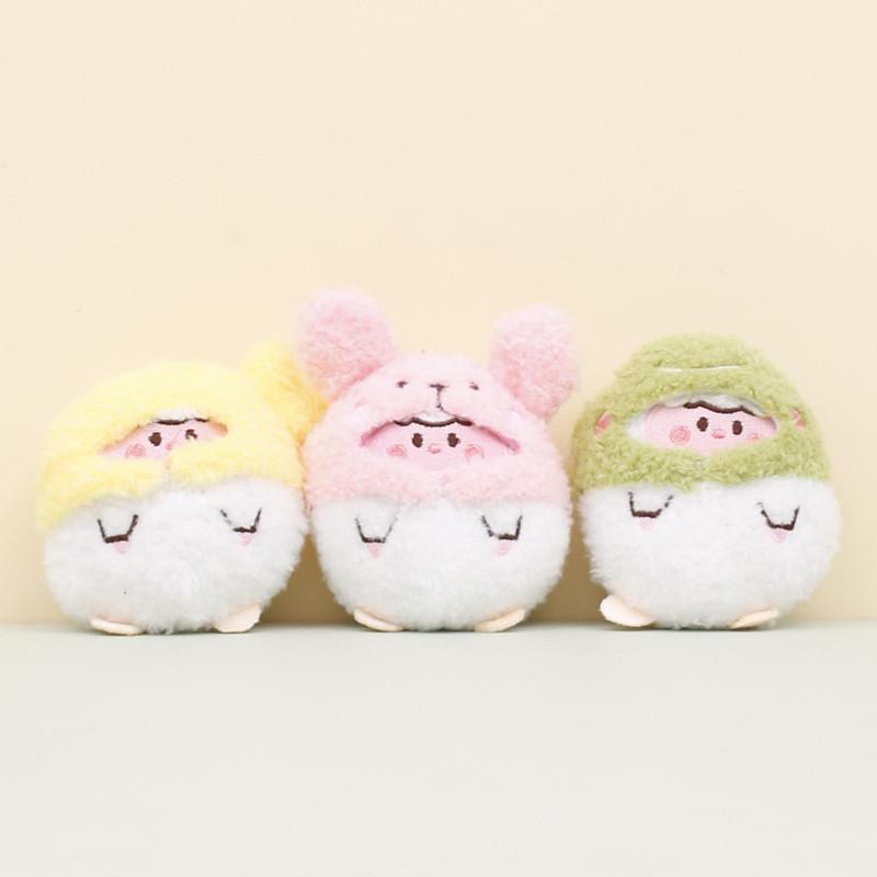 Soft Short Plush Bunny Keychain Pink Green Brown Yellow 10cm For Kids