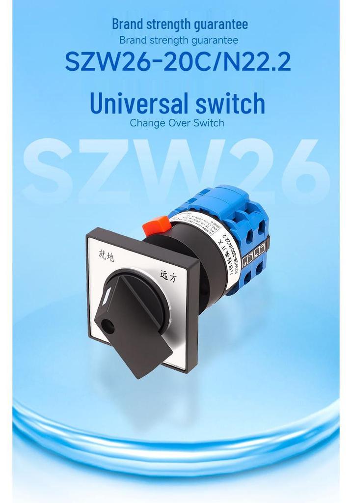 Zhuochao SZW26-20C/N22.2 Two-Speed Changeover Switch, Single-Hole Mount