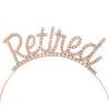 JY Retirement Party Decorations Rose Gold Silver Officially Retired Glitter Sash With Rhinestone Headband