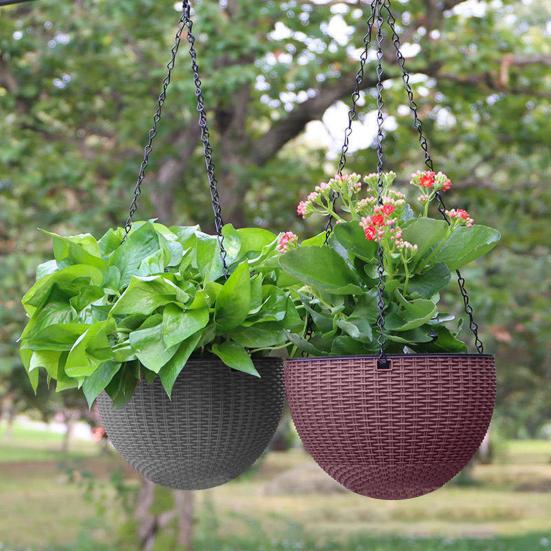 1 Set Blumentopf mit Schnellablauf, handgefertigt, stark tragend, für den Innenbereich, selbstabsorbierend, Blumenkorb mit Haken, Heimdekoration