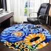 1pc Sunflower Night Sky Print Chair Carpet for Office, Round Polyester Mat, Indoor Decor for Office, Easycare Fabric, Washable Non-slip Area Carpet