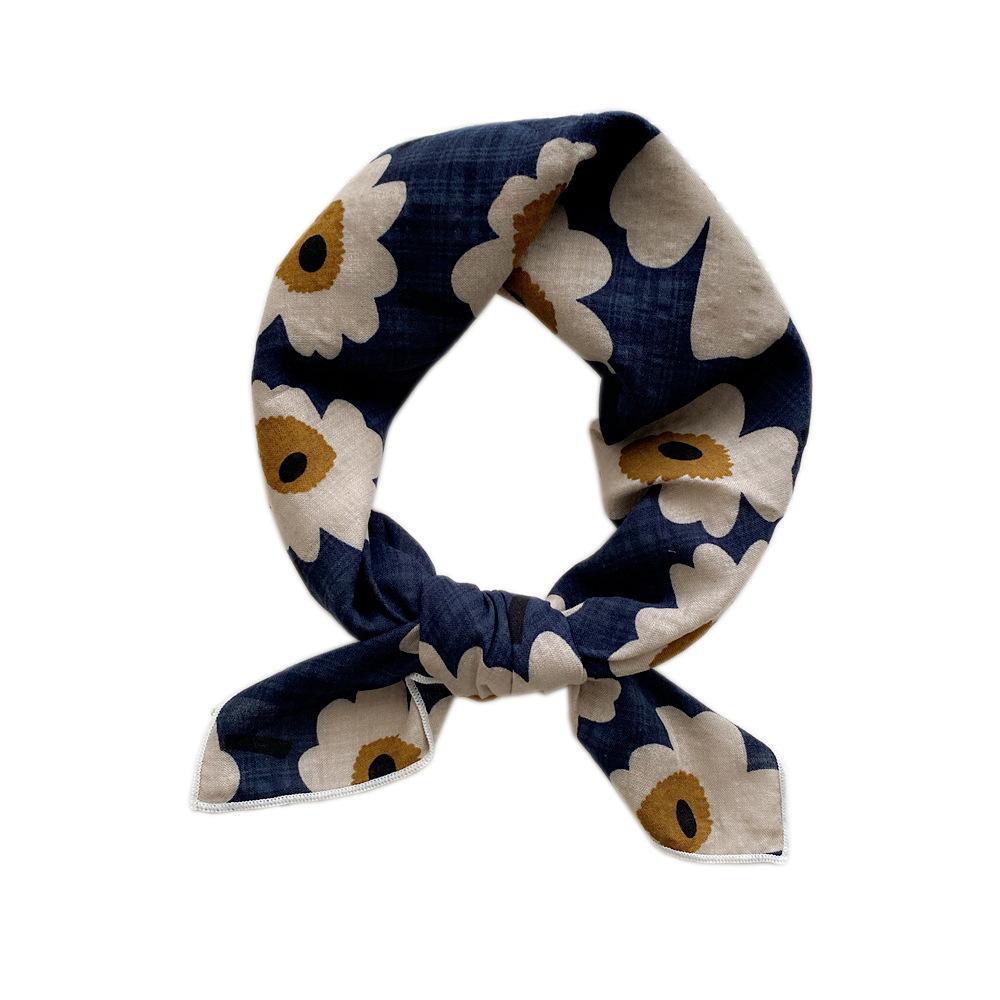 55cm Laies Headband Cotton Linen Square Scarf Women Korean College Girls Fashion Spring Autumn New Style Elegant Neck Scarves