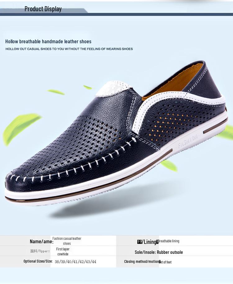 Genuine Leather Breathable Loafers for Men - Summer Slip-on Driving Shoes