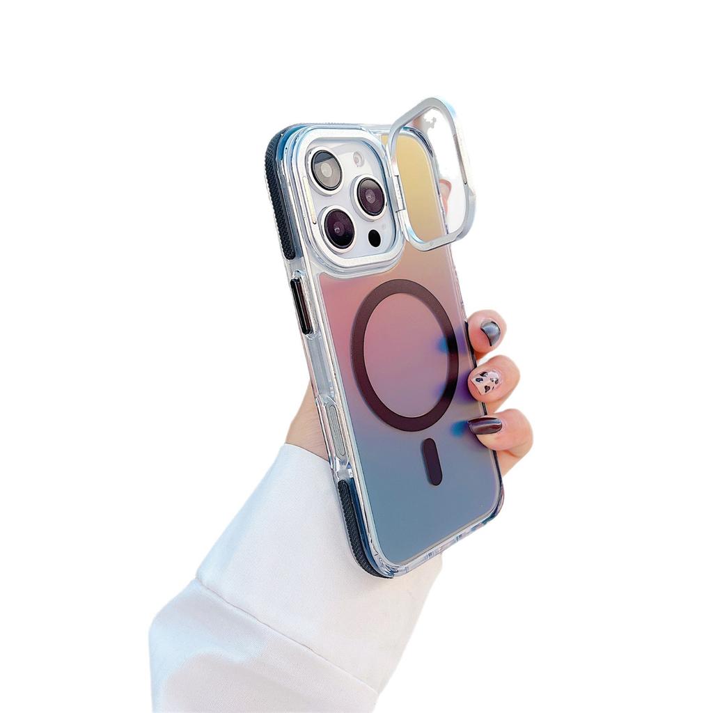 Applicable to Apple 16promax chameleon magnetic mobile phone case lens holder iPhone15 anti-skid strip protective case
