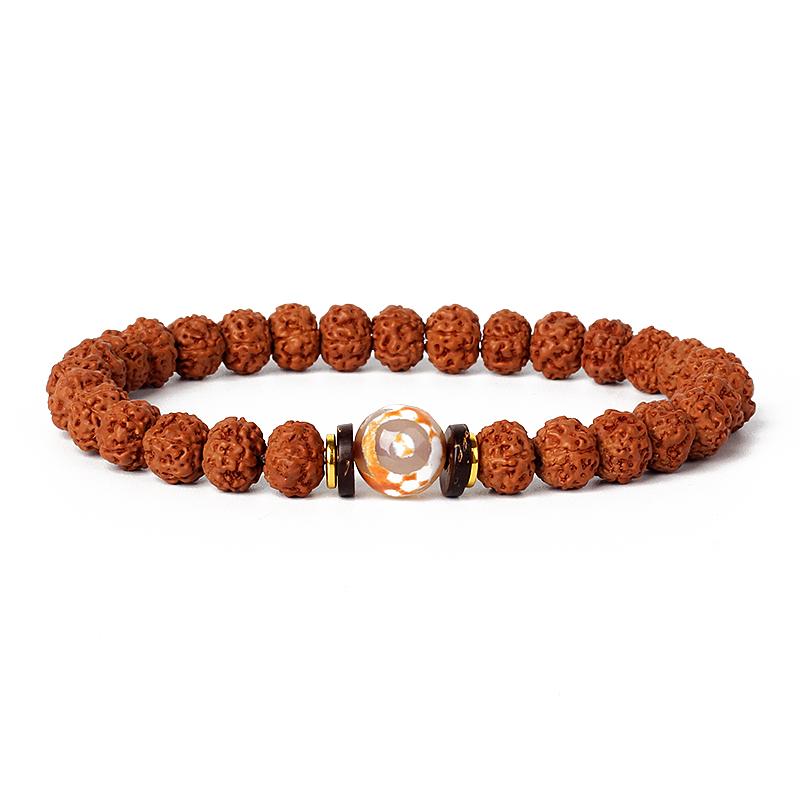 Natural Wood Star Moon Bodhi Seeds Bead Bracelet Promotes Meditation Wisdom & Good Luck Fortune Enlightenment Harmony Jewelry