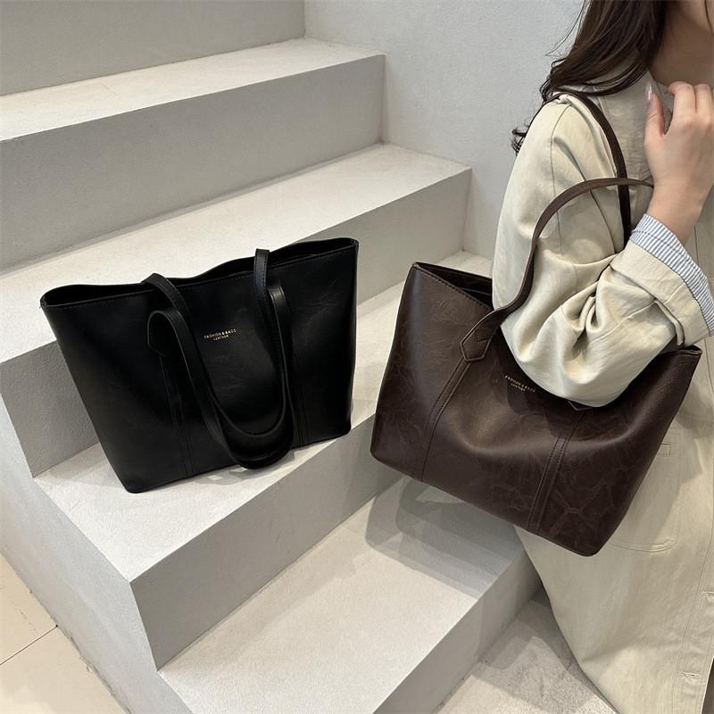 Vintage Tote Bag Large Capacity Pu Shoulder Bag For Daily Use