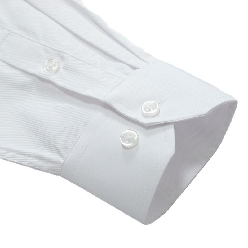 Męska koszula z długim rękawem Golden Shield w białe paski, o luźnym kroju, biznesowa, formalna, zapinana na guziki