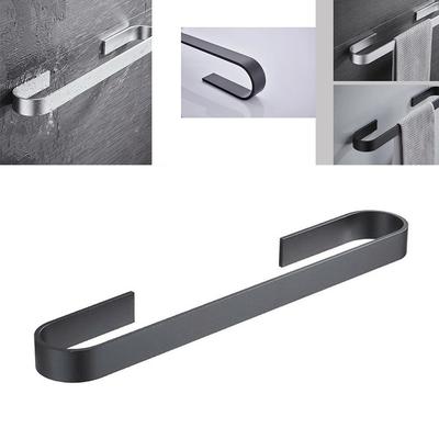 25/45cm Towel Holder Bathroom Towels Rack Hanger Black Silver Wall Hanging Towel Bar Organizer Kitchen Storage Shelf