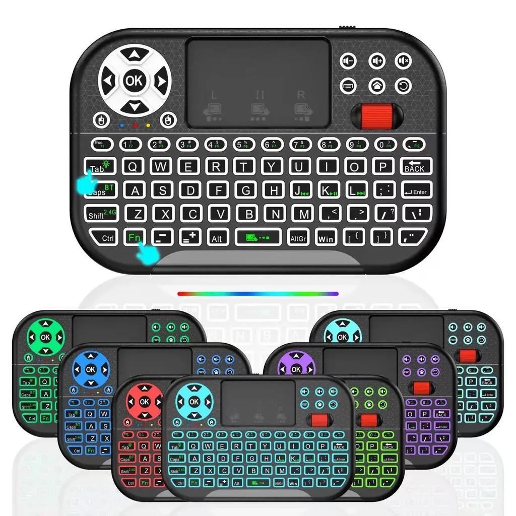 Wireless Mini Keyboard Dual Mode BT5.2 2.4G Air Mouse Remote Control Backlit Touchpad for Android TV Box PC Projector