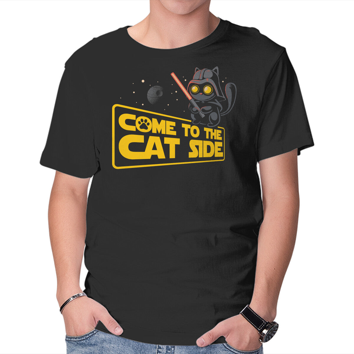 Unisex Crew Neck T-Shirt Come To The Cat Side Graphic Short Sleeve Casual Tee XS