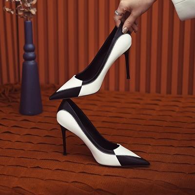 Mode Spitzschuh mit Mittelhochabsatz Schuhe für Frau 2024 Normales Leder Lässiger Stiletto Damen Sommerschuhe Jung im Angebot Y2k E 39