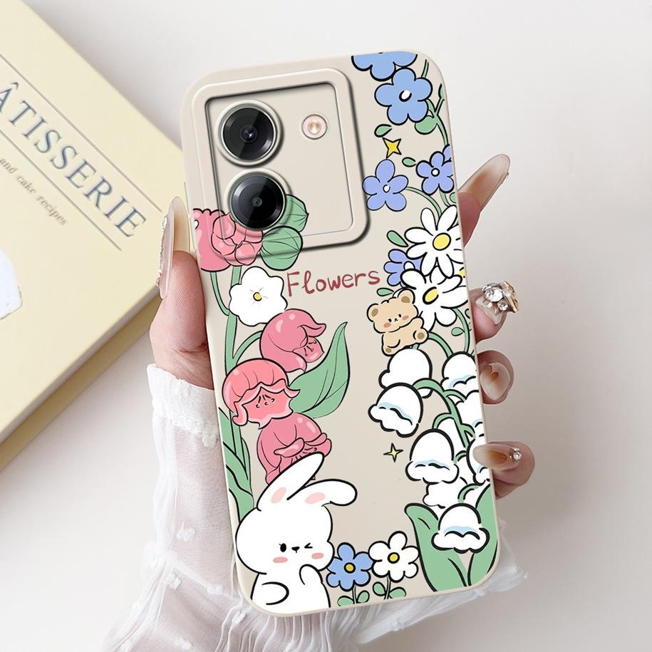 For Xiaomi Poco M7 Pro 5G Case Popular Flower Rabbit Duck Soft Liquid Silicone Cover For Xiaomi Poco M7Pro Capa 2409FPCC4G Coque