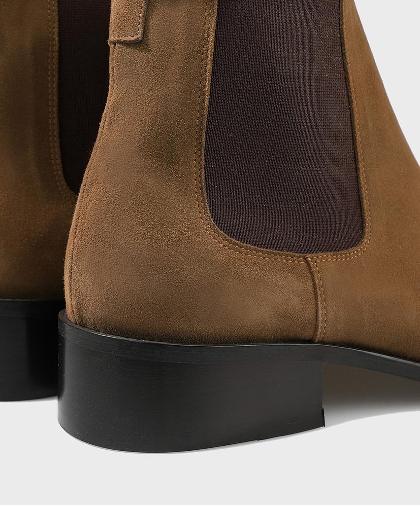 Firenze Atelier Slimline Black Sole Suede Chelsea Boots 3332-Qs [Mid Brown]