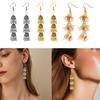 Three Layer Hollow Out Bell Tassels Bohemian Dangling Earrings Pair Made From Sturdy Alloy Versatile For Casual And Formal Wear