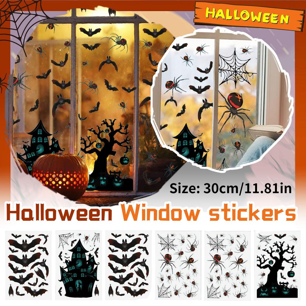 Halloween Dekorative Fensteraufkleber Fledermäuse Feiertagsparty Wohnzimmer Wanddekoration Aufkleber PVC Selbstklebend