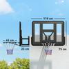 Wandmontierter Basketballkorb, Reißfestes Netz, Wetterfest, Langlebig, für den Innen- und Außenbereich, Schwarz