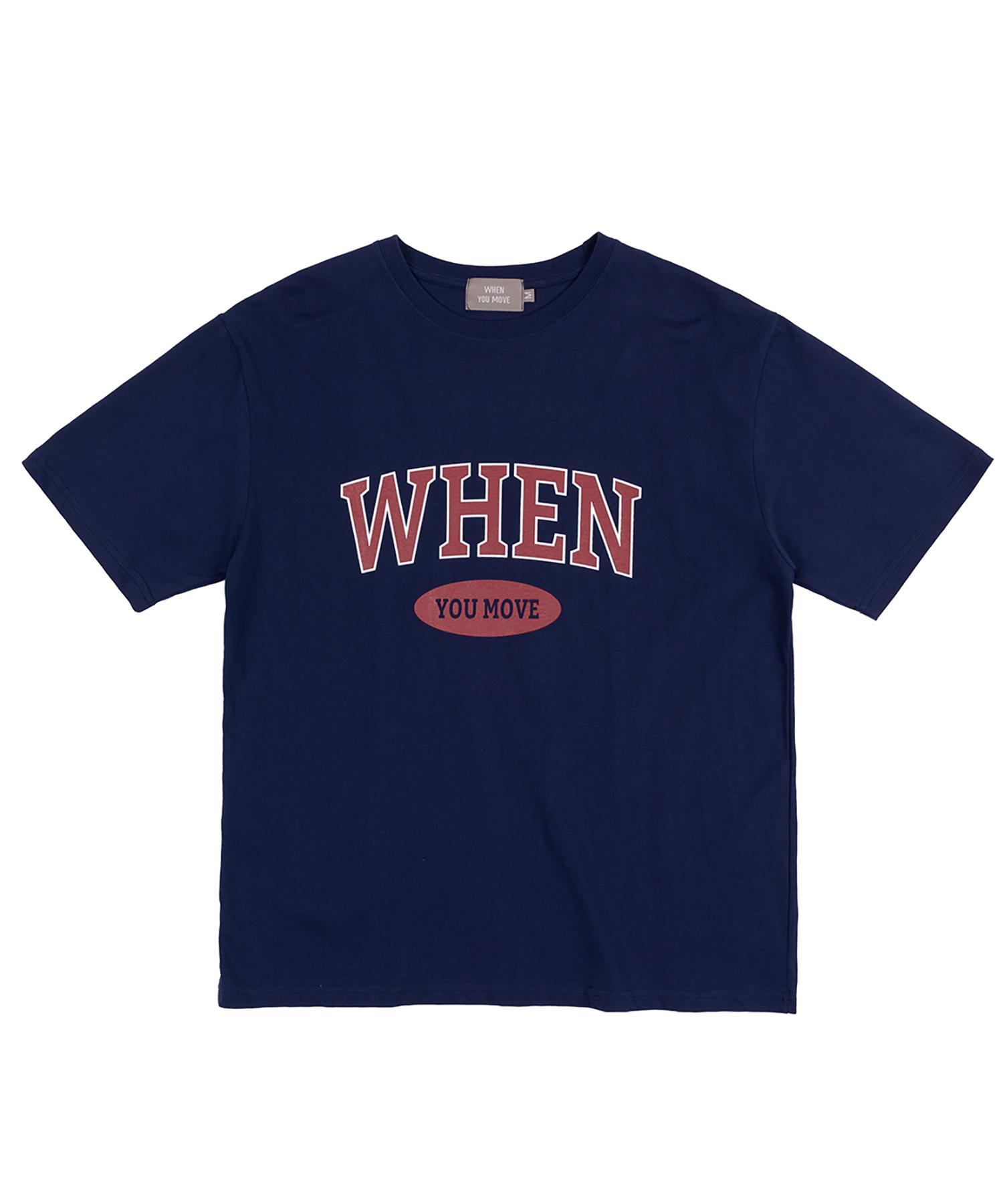 When You Move Arch Logo Silket Cotton Short Sleeve T-Shirt Navy L