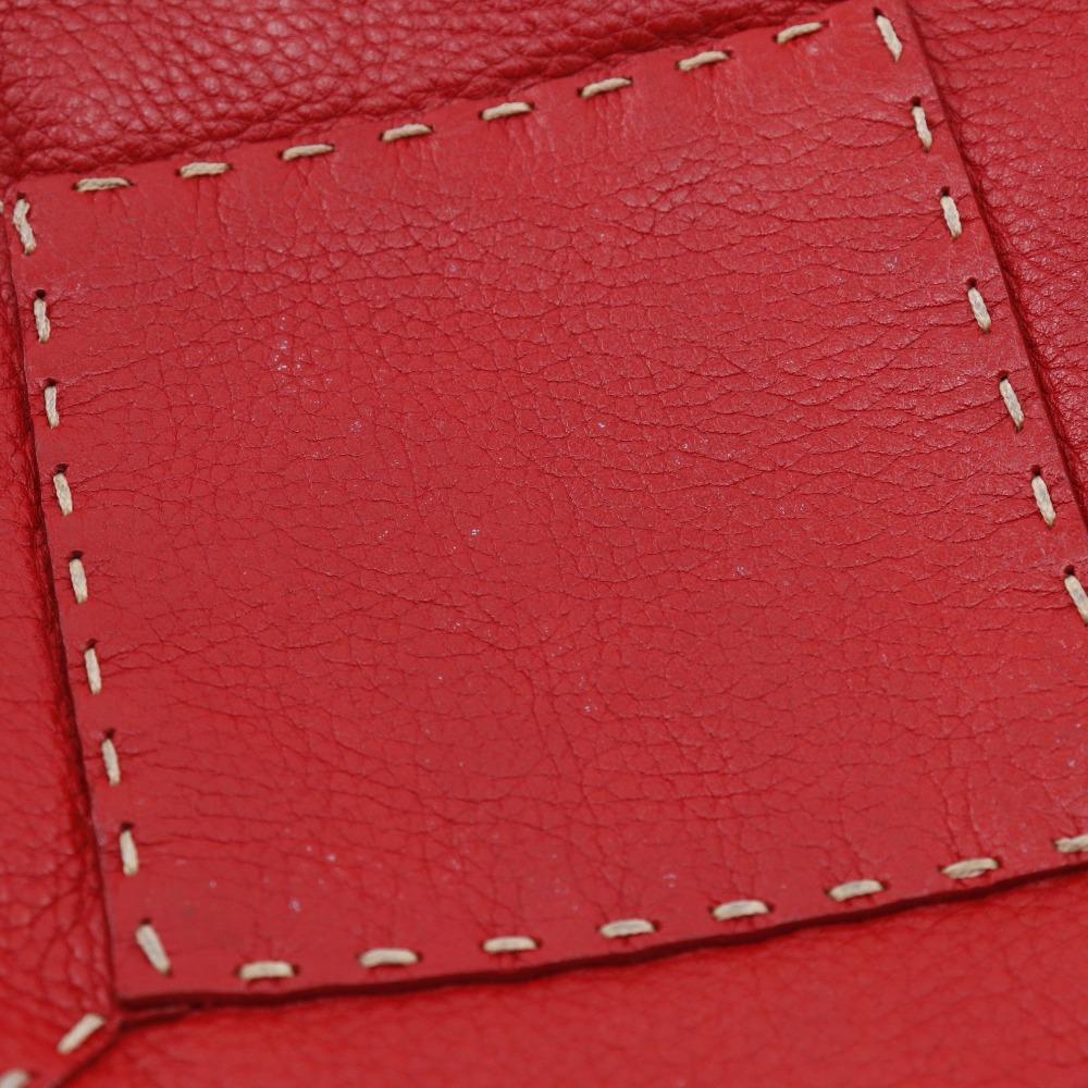 Fendi Celeria Handbag Red Leather Women Used