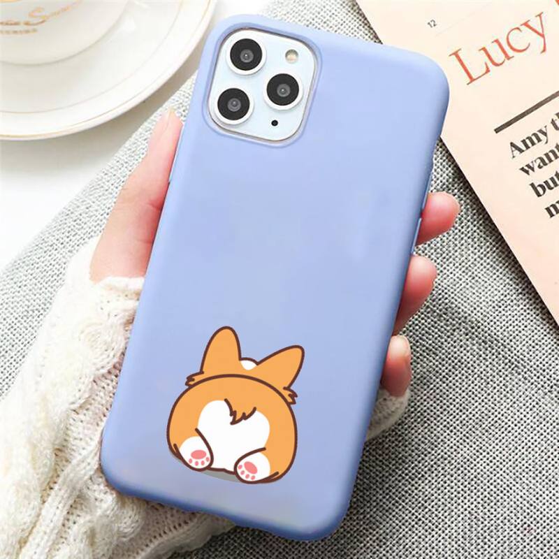 Cute Corgi Butt Animal Puppy Phone Case Candy Color Blue pro iPhone 11 12 13 pro XS MAX 8 7 6 6S Plus X 5S SE 2020 XR