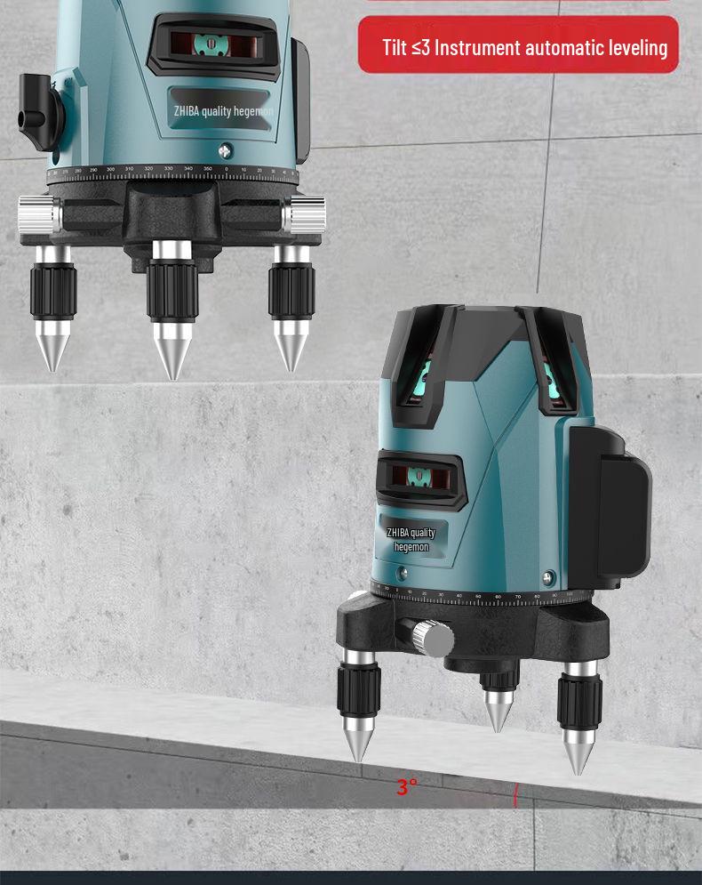 High-Precision Outdoor Green Laser Level - 2, 3, or 5 Lines with Infrared Automatic Leveling