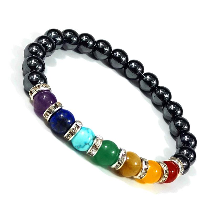 European Red Hematite  Tiger Eye Seven-Color Bracelet for Anxiety Relief Yoga Meditation 8MM
