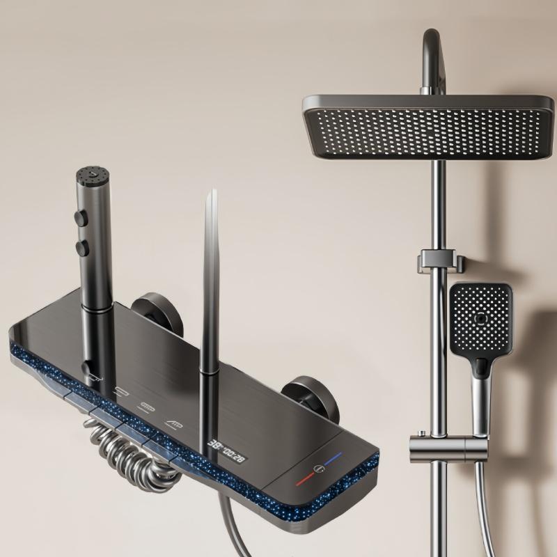 

Высококлассный светильник «Звездное небо», набор смесителей для душа для ванной комнаты, отображение температуры, душевая система с 4 функциями, смеситель для душа горячей и холодной воды