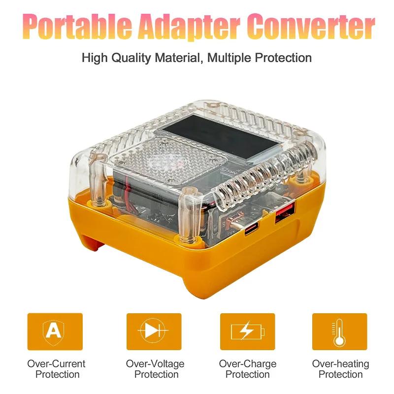 

Lithium Battery Case Adapter Converter For Makita 18V 21V For DeWalt 20V Charger USB Type-C Power Bank Max138W For DeWalt 20V