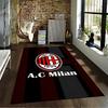 AC Mailand Teppich mit Streifenmuster, Logo und Text in Schwarz & Rot Geeignet für den Einsatz als Anti-Rutsch für Wohnzimmer Schlafzimmer Sofas